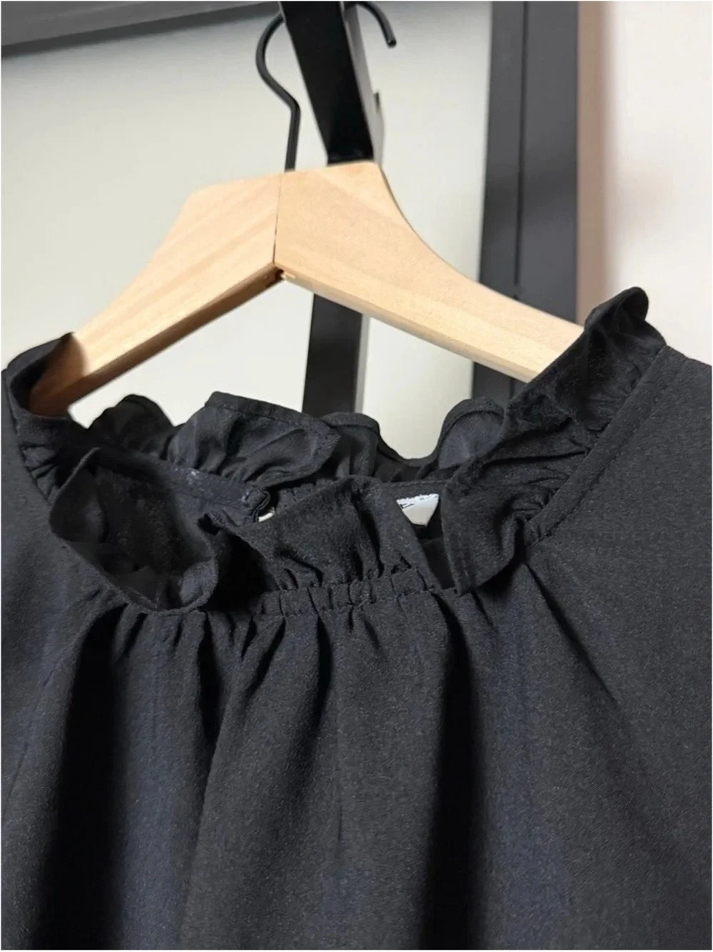 J. Crew Black Ruffle-Neck Long Sleeve Blouse